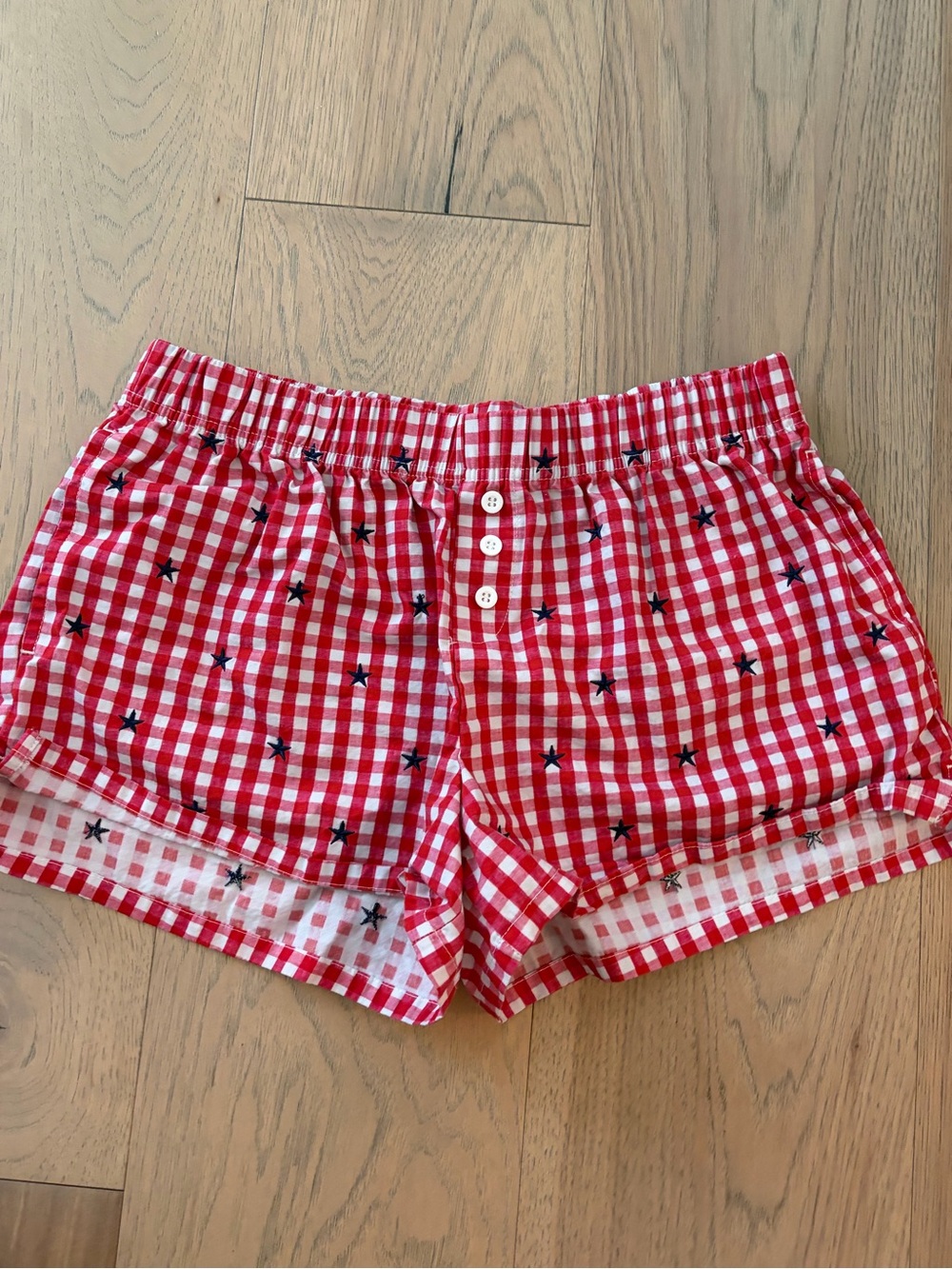 Zoe + Liv Red Gingham Star-Print Shorts